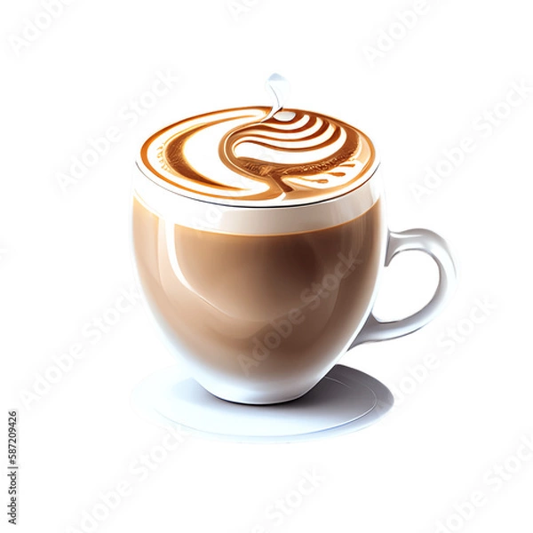 Obraz Cappuccino cup isolated on transparent background. Generative AI