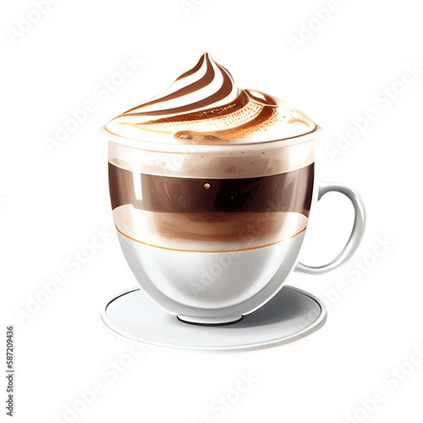 Fototapeta Cappuccino cup isolated on transparent background. Generative AI