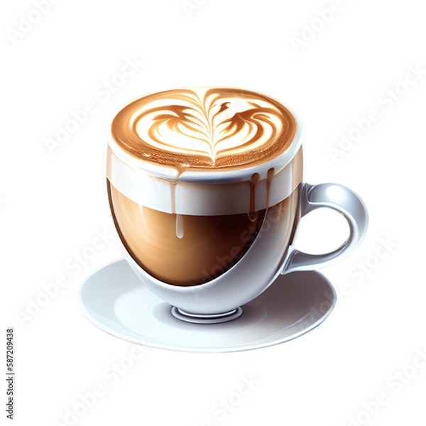Fototapeta Cappuccino cup isolated on transparent background. Generative AI