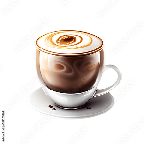 Fototapeta Cappuccino cup isolated on transparent background. Generative AI