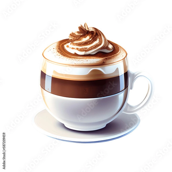 Fototapeta Cappuccino cup isolated on transparent background. Generative AI
