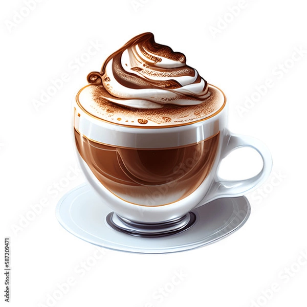Fototapeta Cappuccino cup isolated on transparent background. Generative AI