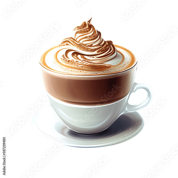 Fototapeta Cappuccino cup isolated on transparent background. Generative AI