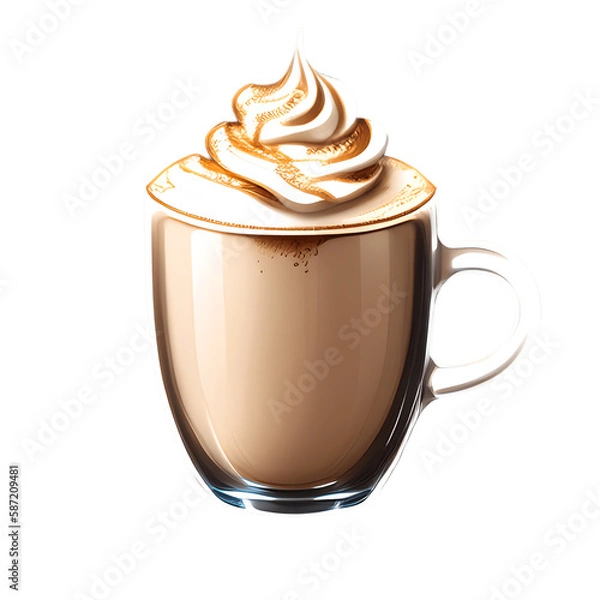 Fototapeta Cappuccino cup isolated on transparent background. Generative AI	
