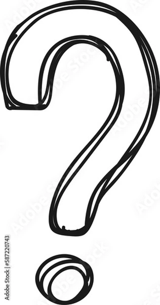 Fototapeta Question mark punctuation sign hand drawn doodle