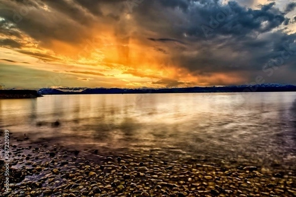 Obraz sunset over the river