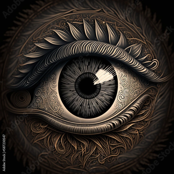 Fototapeta astec engraved eye. Made with Generative AI.