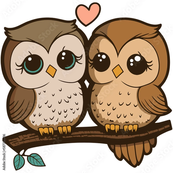 Obraz Owl couple in love
