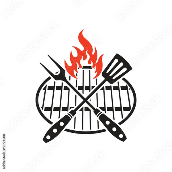 Fototapeta bbq grill logo icon design vector