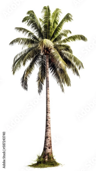 Fototapeta Coconut tree PNG. tall coconut tree isolated on blank background PNG