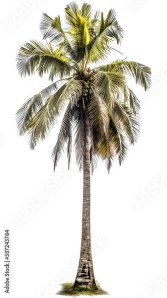 Fototapeta Coconut tree PNG. tall coconut tree isolated on blank background PNG
