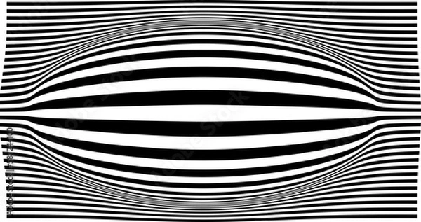Fototapeta Optical Art with Twist Striped. Background Abstract Line Black and White Color. Swirl Hypnotic Pattern. Vector illustration.