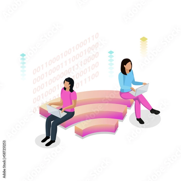 Fototapeta Programming Isometric Concept