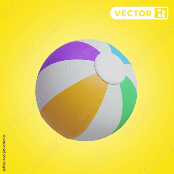 Obraz inflatable ball 3D vector icon set, on a yellow background