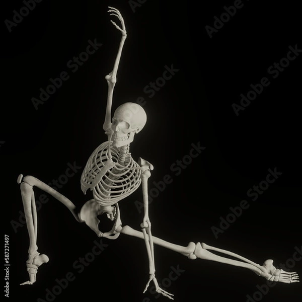 Fototapeta skeleton posing 3d render illustration with transparent background