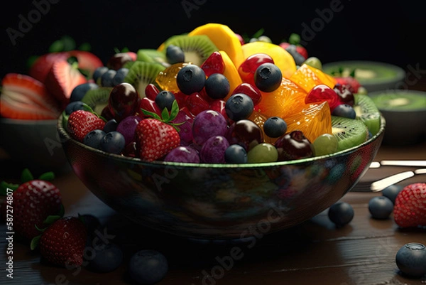 Fototapeta A fruit salad. crated using Generative Ai