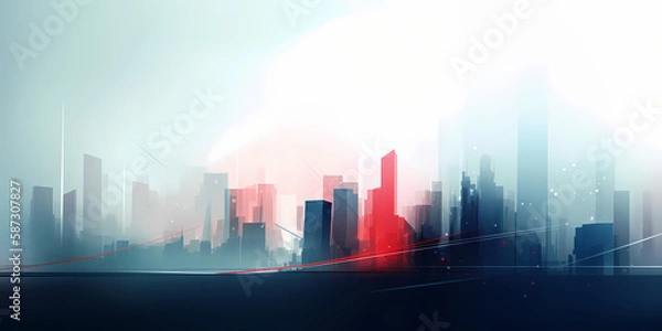 Fototapeta Futuristic cityscape: Stylish and minimalist background for presentations and marketing materials, Generative AI