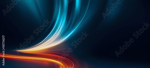 Fototapeta Nowoczesne tło, fala, światła. Wygenerowano z AI.