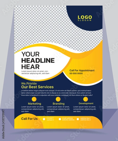 Fototapeta a4 poster template design, leaflet template design, proposal template design, 11.69*8.27 poster template design