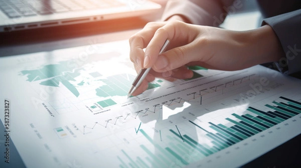 Fototapeta Finance and economy. Business Consulting meeting working and brainstorming new business project finance investment concept. Creative. Generative AI.