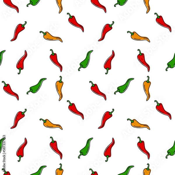 Obraz Seamless chili pepper pattern