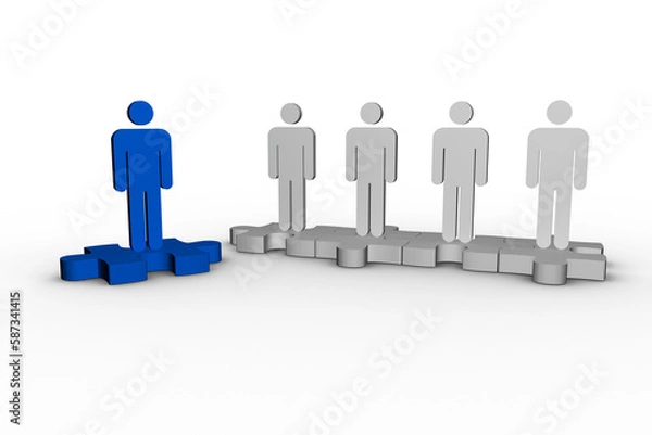 Fototapeta 3d leader with team