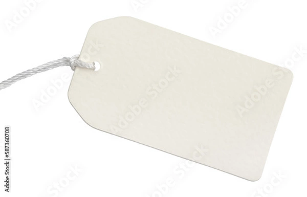 Fototapeta Blank paper tag with string isolated on transparent background with shadow