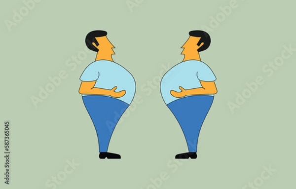 Fototapeta Funny Cartoon Character. Fat Man Falling. Vector Illustration