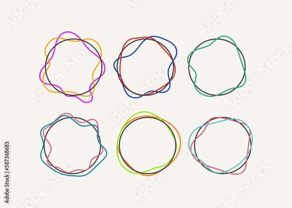 Obraz Set of artistic line frames, hand drawn border