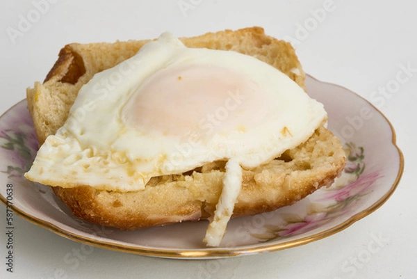 Obraz egg over toast isolated on white
