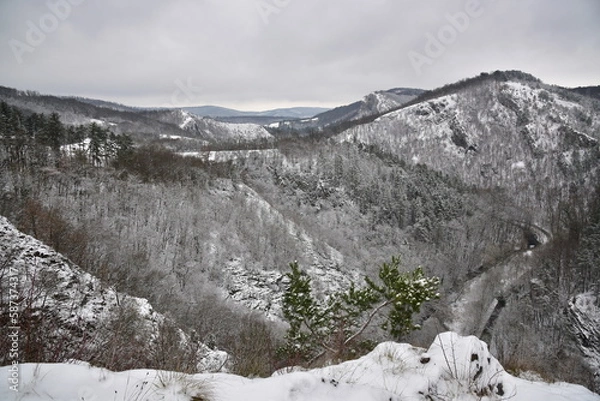 Obraz Czech karst winter countryside snow