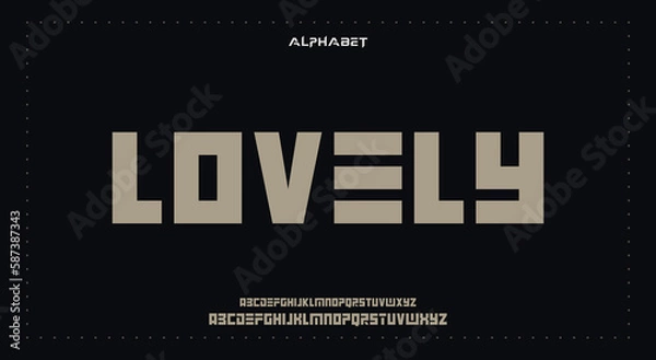 Fototapeta LOVELY Abstract Fashion Best font alphabet. Minimal modern urban fonts for logo, brand, fashion, Heading etc. Typography typeface uppercase lowercase and number. vector illustration full Premium look