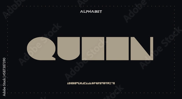Fototapeta QUEEN Abstract Fashion Best font alphabet. Minimal modern urban fonts for logo, brand, fashion, Heading etc. Typography typeface uppercase lowercase and number. vector illustration full Premium look