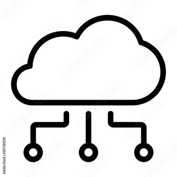 Fototapeta cloud service line icon