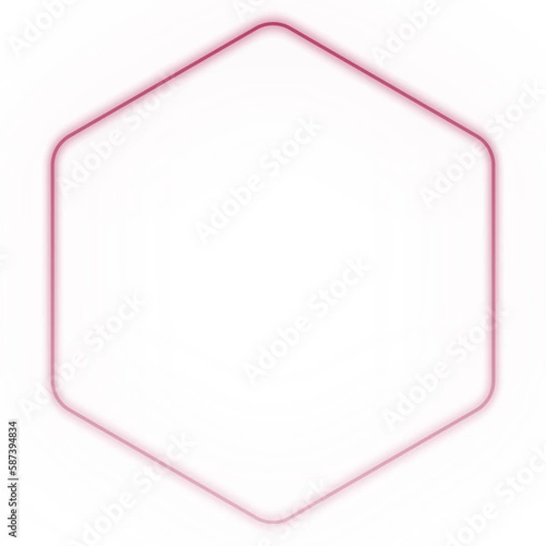 Fototapeta Basic shape neon background. Electric geometric shape with light flare glow on transparent. Shining logo border design for casino night club disco rave party in 1980 style vector illustration