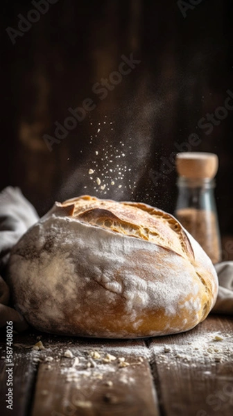 Fototapeta A Sourdough Bread In a Rustic Setting