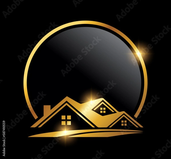 Obraz Golden Circle Home Logo Vector Icon