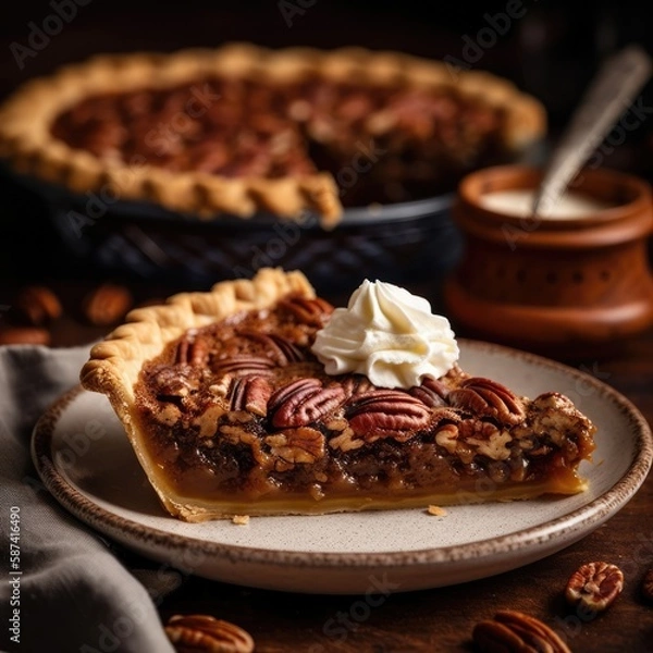 Obraz Decadent Pecan Pie with Whipped Cream