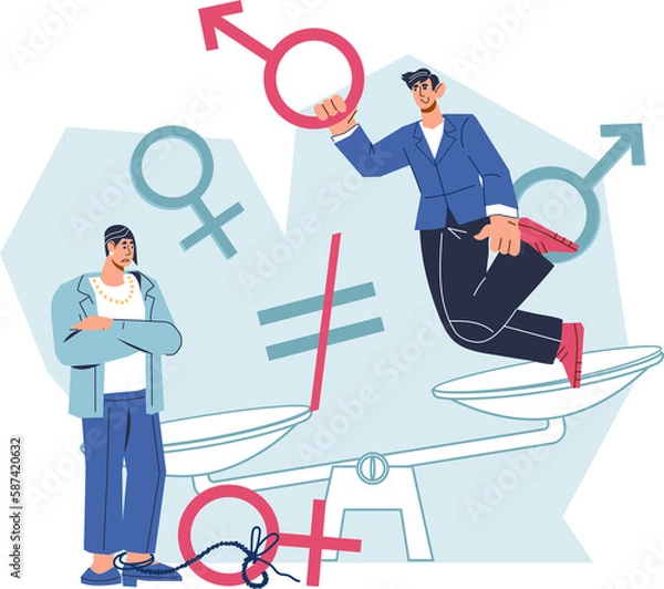 Fototapeta Social inequality and the gender gap in wages and careers between men and women.