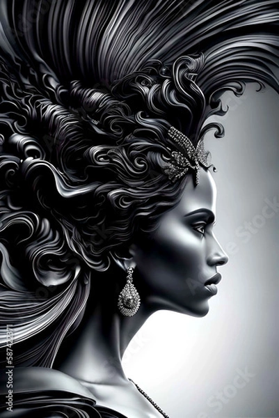 Fototapeta Woman's portrait, close-up. Generative AI