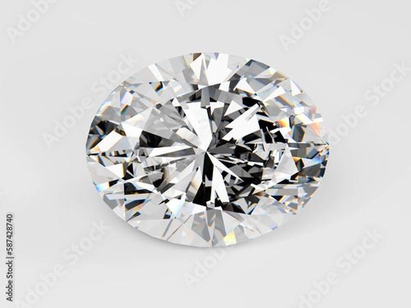 Obraz Diamond of oval cut on white background