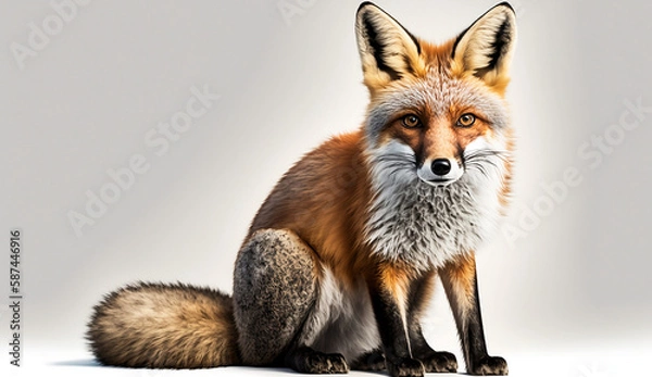 Fototapeta isolated fox for home décor, wall art, graphic design, and DIY projects - stunning standalone image on white background. generative AI