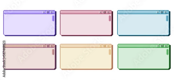 Obraz Set Illustration users interface window pixel art. blank desktop window, tap browser elements. Concept of 2000s computer graphics. 