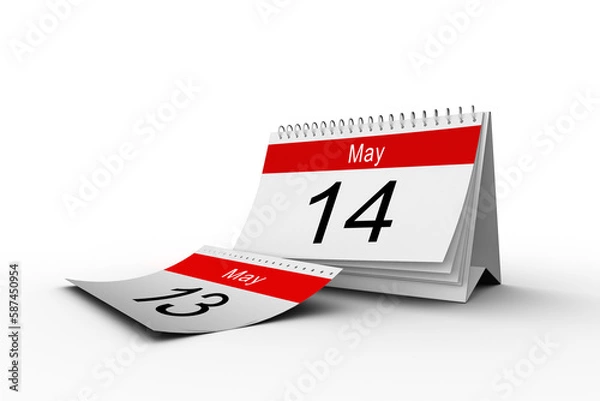 Fototapeta Start of 14th May on calendar page