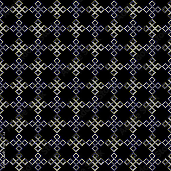 Fototapeta Seamless abstract geometric pattern on black background Vector	