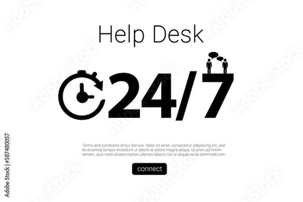 Fototapeta Help desk text with icons and numbers