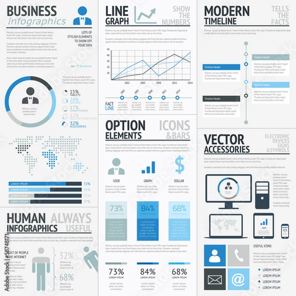 Fototapeta Business infographic elements blue vector EPS10