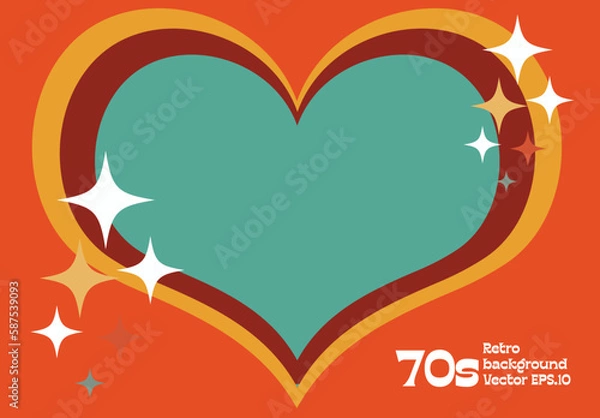 Fototapeta heart shape with star shiny 1970s theme modern art background use for advertisment poster website banner landing page product package design vector eps.