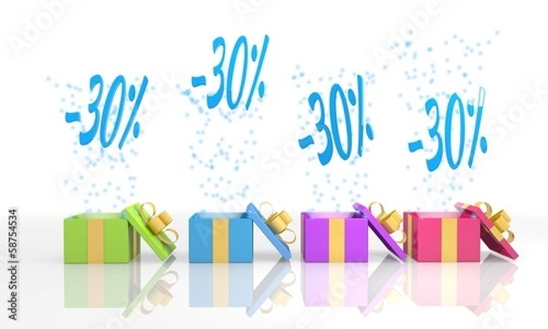 Obraz isolated present boxes with discount icon