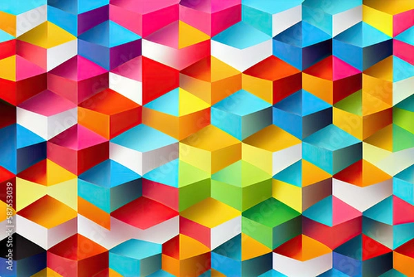 Fototapeta colorful cubes in the shape of an abstract pattern, with many different colors and shapes to be used for wallpaper. Generative AI